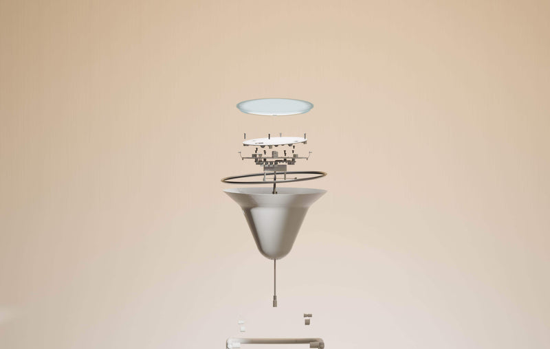 Vue éclatée de Dream Machine : diffuseur, carte électronique et coque